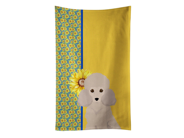 Summer Sunflowers Toy Cream Poodle Kitchen Towel Dish Cloths Guest Hand Towel Decorative Bathroom Towel for Face,Tea, Dishcloth, Kitchen and Bath