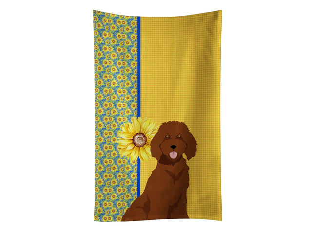 Summer Sunflowers Standard Red Poodle Kitchen Towel Dish Cloths Guest Hand Towel Decorative Bathroom Towel for Face,Tea, Dishcloth, Kitchen and Bath
