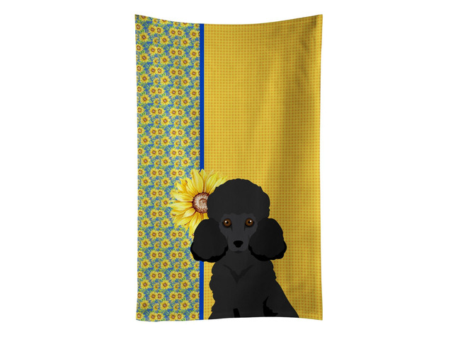 Summer Sunflowers Toy Black Poodle Kitchen Towel Dish Cloths Guest Hand Towel Decorative Bathroom Towel for Face,Tea, Dishcloth, Kitchen and Bath