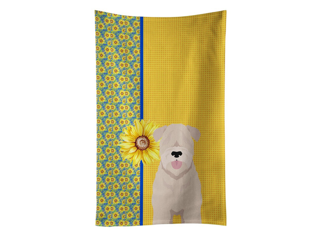 Summer Sunflowers Soft Coated Wheaten Terrier Kitchen Towel Dish Cloths Guest Hand Towel Decorative Bathroom Towel for Face,Tea, Dishcloth, Kitchen...