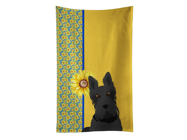 Summer Sunflowers Black Scottish Terrier Kitchen Towel Dish Cloths Guest Hand Towel Decorative Bathroom Towel for Face,Tea, Dishcloth, Kitchen and...