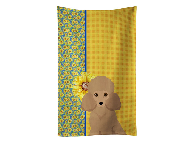 Summer Sunflowers Toy Apricot Poodle Kitchen Towel Dish Cloths Guest Hand Towel Decorative Bathroom Towel for Face,Tea, Dishcloth, Kitchen and Bath