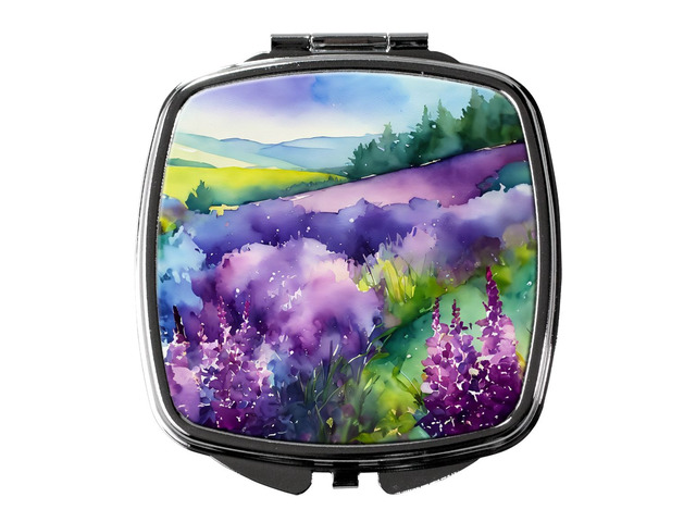 New Hampshire Purple Lilac in Watercolor Compact Mirror Decorative Travel Makeup Mirror for Women Girls Gifts Pocket Makeup Mirror Folding Handheld