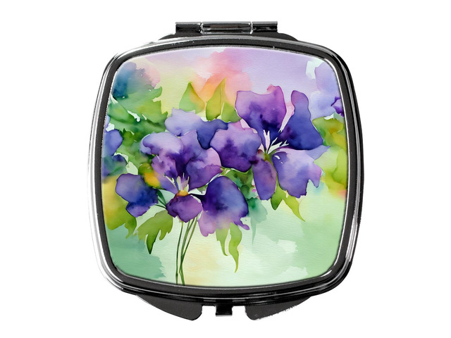 New Jersey Violet in Watercolor Compact Mirror Decorative Travel Makeup Mirror for Women Girls Gifts Pocket Makeup Mirror Folding Handheld