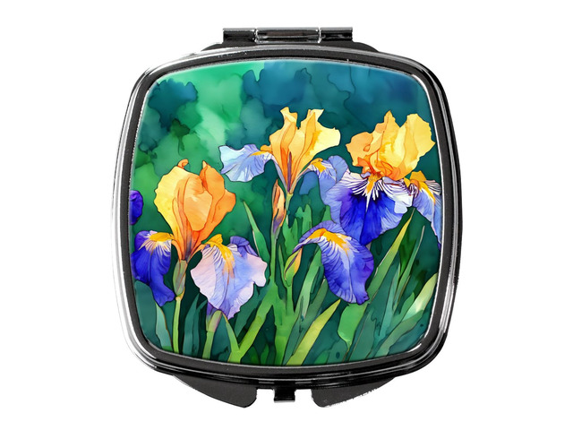 Tennessee Iris in Watercolor Compact Mirror Decorative Travel Makeup Mirror for Women Girls Gifts Pocket Makeup Mirror Folding Handheld