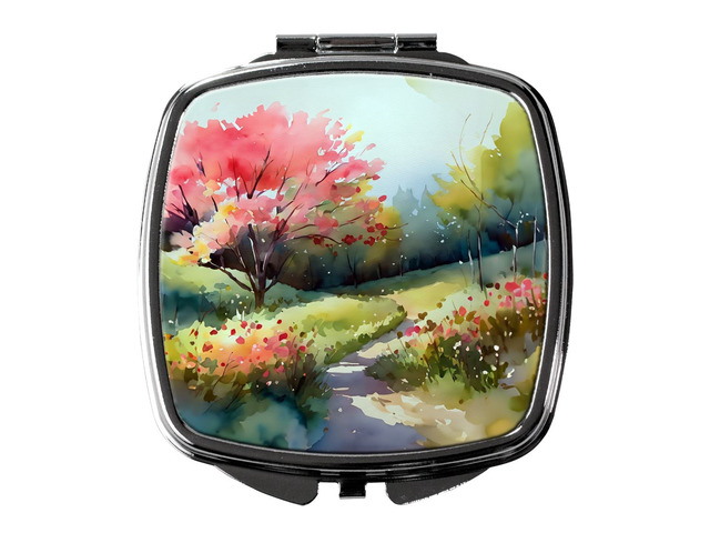 North Carolina Dogwoods in Watercolor Compact Mirror Decorative Travel Makeup Mirror for Women Girls Gifts Pocket Makeup Mirror Folding Handheld