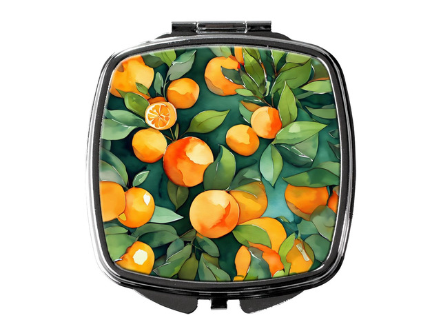 Florida Orange Blossom in Watercolor Compact Mirror Decorative Travel Makeup Mirror for Women Girls Gifts Pocket Makeup Mirror Folding Handheld
