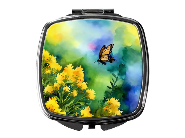 Kentucky Goldenrod in Watercolor Compact Mirror Decorative Travel Makeup Mirror for Women Girls Gifts Pocket Makeup Mirror Folding Handheld
