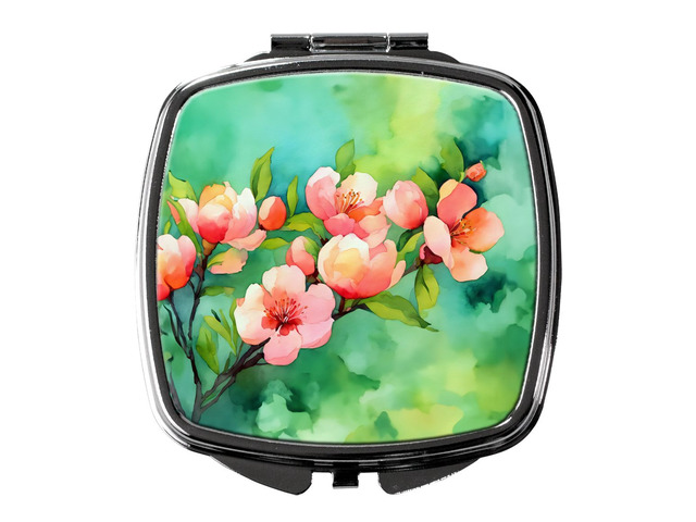 Delaware Peach Blossom in Watercolor Compact Mirror Decorative Travel Makeup Mirror for Women Girls Gifts Pocket Makeup Mirror Folding Handheld