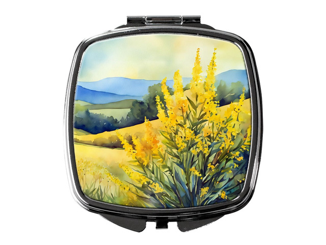 Kentucky Goldenrod in Watercolor Compact Mirror Decorative Travel Makeup Mirror for Women Girls Gifts Pocket Makeup Mirror Folding Handheld