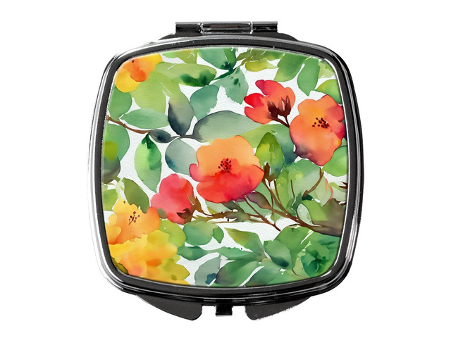 Connecticut Mountain Laurels in Watercolor Compact Mirror Decorative Travel Makeup Mirror for Women Girls Gifts Pocket Makeup Mirror Folding Handheld