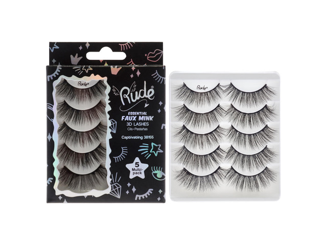 Essential Faux Mink 3D Lashes - Captivating by Rude Cosmetics for Women - 5 Pair Eyelashes