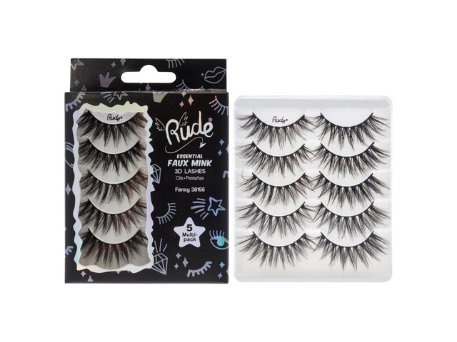 Essential Faux Mink 3D Lashes - Fancy by Rude Cosmetics for Women - 5 Pair Eyelashes