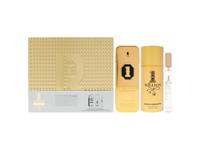 1 Million Golden Intense by Paco Rabanne for Men - 3 Pc Gift Set 3.4oz Parfum Spray, 0.34oz EDT Spray (Mini), 5.1oz Deodorant Spray