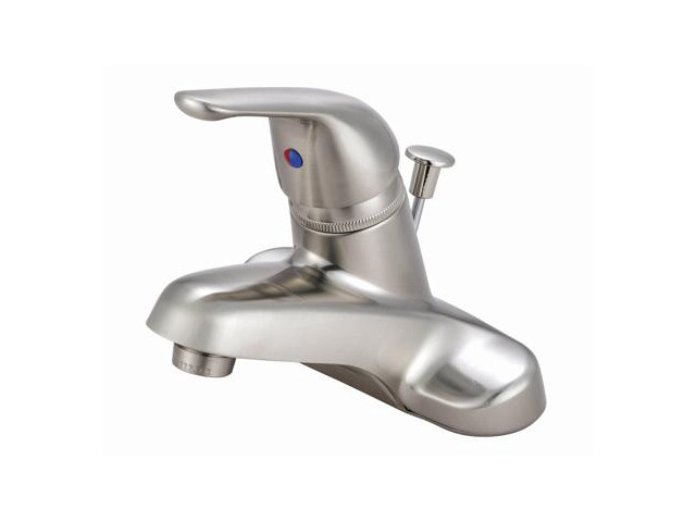 SINGLE METAL LEVER HANDLE 4 LAVATORY FCT W/PLT POP-UP-Satin Nickel Finish