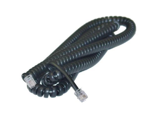 Cable Wholesale Headset to Phone Cord (Voice), RJ22, 4P / 4C, Black, Coil, Reverse, 25 foot