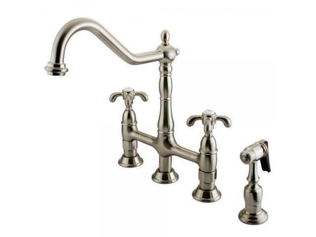 Kingston Brass KS1278TXBS Double Handle 8' Centerset Kitchen Faucet with Brass S