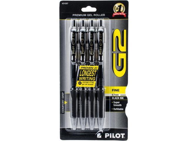 Pilot Gel Pen Retractable Refillable Fine 4/PK Black 31057