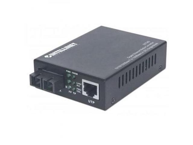 Intellinet Gigabit Ethernet Single-Mode Media Converter, 10/100/1000Base-T to 1000Base-LX (SC) Single-Mode, Wavelength 1310 nm, 20 km (12.4 mi)