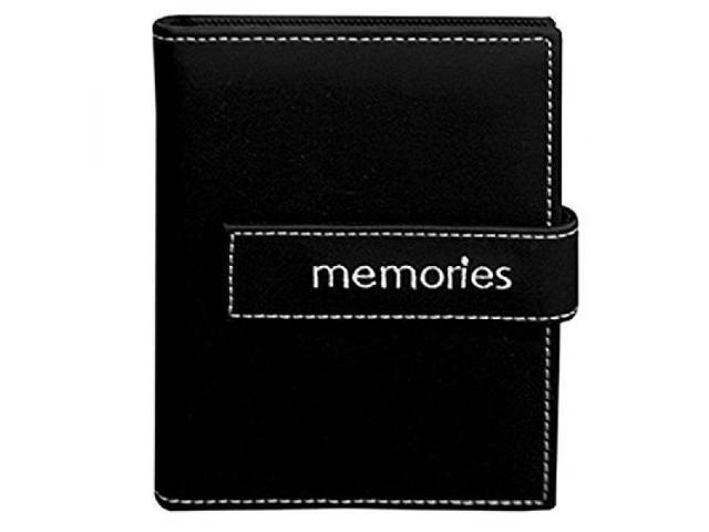 Pioneer Photo Albums 36-Pocket 4 by 6-Inch Embroidered Memories Strap Sewn Leatherette Cover Photo Album, Mini, Black