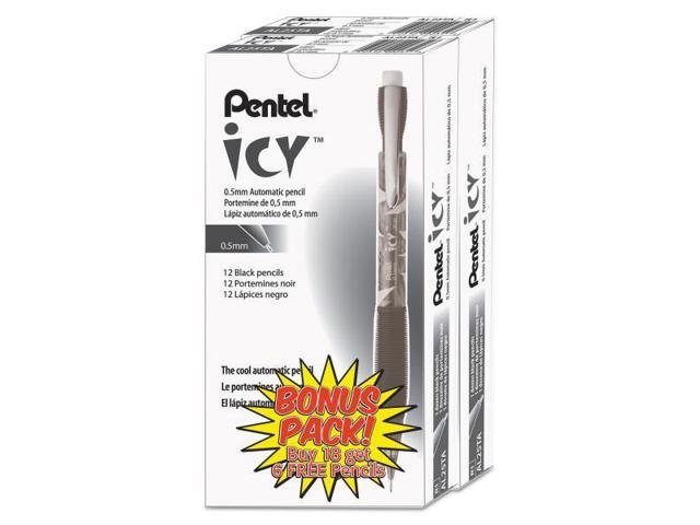 Pentel Icy Mechanical Pencil 0.5 mm Transparent Smoke Barrel 24/Pack AL25TASWSPR
