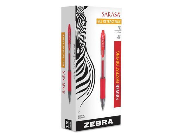 Zebra Sarasa Retractable Gel Pen Red Ink Medium Dozen 46830