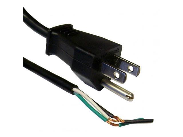 Cable Wholesale NEMA 5-15P to Standard ROJ Power Cord, 18 / 3 (18AWG 3 Conductor) SVT, 10 Amp / 125 Volt, 6 foot - Black