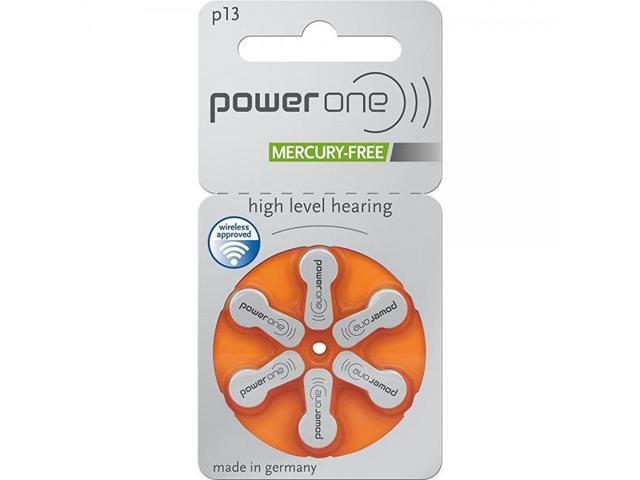 PowerOne Hearing Aid Batteries No Mercury Size 13, PR48 (60 Batteries) + 2 Cell Battery Keychain Kit