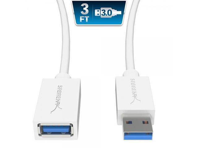 SABRENT 22AWG USB 3.0 Extension Cable - A-Male to A-Female [White] 3 Feet (CB-303W)