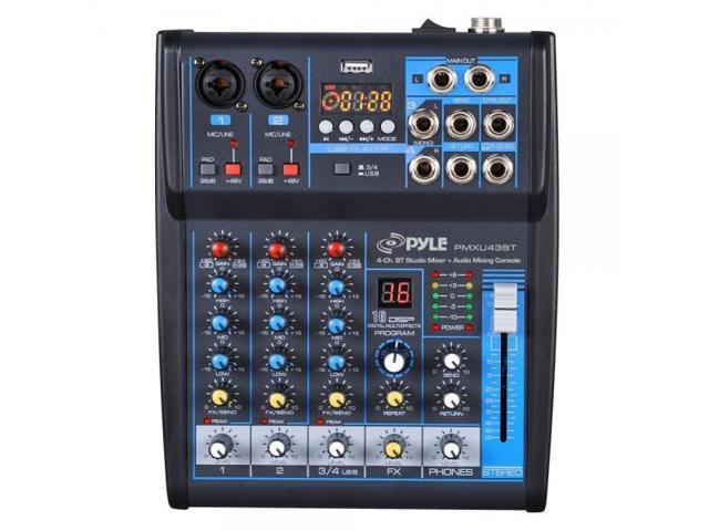 Pyle PMXU43BT - 4-Ch. Bluetooth Studio Mixer - DJ Controller Audio Mixing Console System