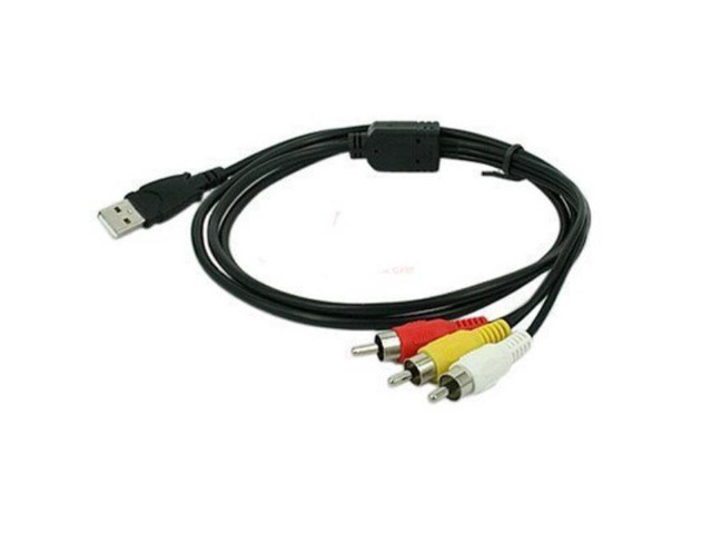USB Male A to 3x RCA AV A/V TV Adapter Lead Cable 5Feet