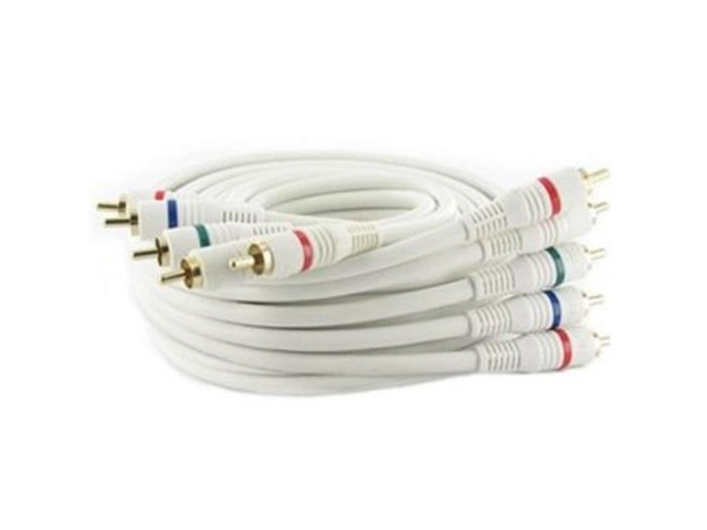 6ft 6 feet 5rca component video/audio male to male cable rg59/u white for hdtv, dvd