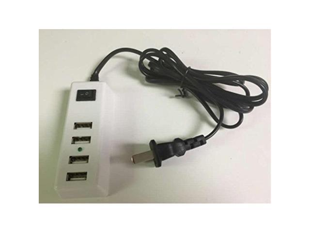 4port usb portable multipurpose charger with 5ft. power cord for mobile phones, tablets, etc.