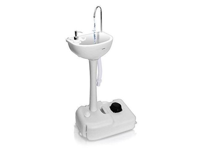 serenelife portable camping sink w/ towel holder & soap dispenser 19l water capacity hand wash basin stand w/ rolling wheels perfect for outdoor...