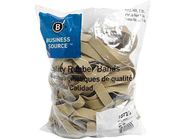 Business Source Rubber Bands Size 105 1 lb./BG 5'x5/8' Natural Crepe 15726