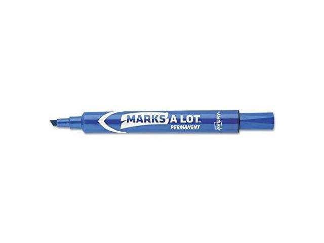Avery Marks-A-Lot Large Desk-Style Permanent Marker Chisel Tip Blue Dozen 08886