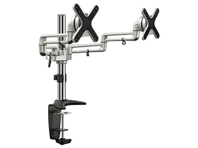 Mount-It! MI-732 Dual Monitor Office Desk Stand Mount Bracket with Clamp and Grommet Base for LCD LED Computer Monitors, Full-Motion Articulating.