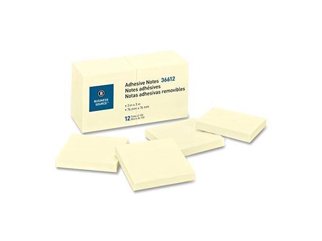 Adhesive Notes 100 Sheets 3'x3' 12/PK Yellow