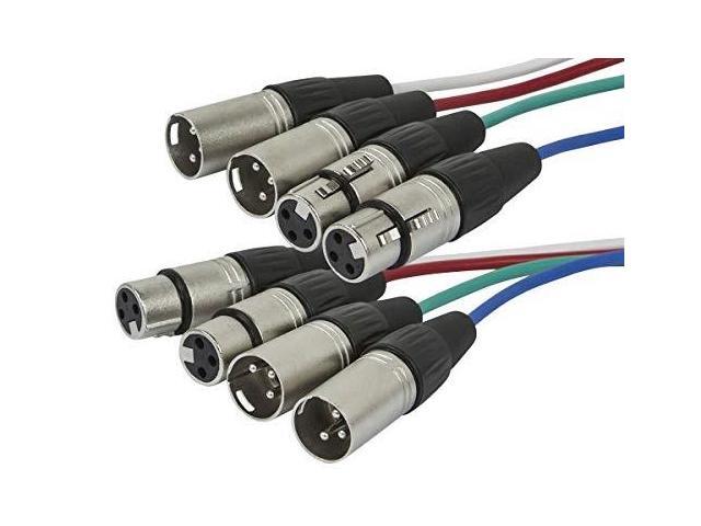 Monoprice 4-Channel XLR Male to XLR Female Snake 26AWG Cable C/d - 6 Meter (20 Feet) With 4 Balanced Mono / Unbalanced Stereo Lines