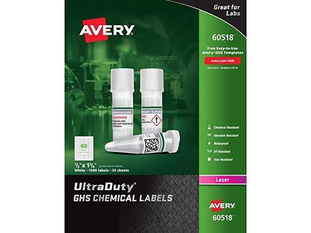 Avery GHS Chemical Labels 60UP 5BX/CT White 60518