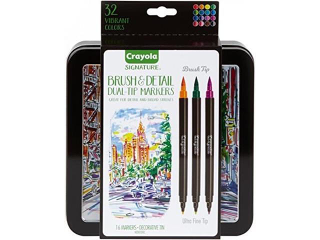Crayola Markers Dual-Ended w/Brush & Ultra-fine Tips 16/CT AST 586501
