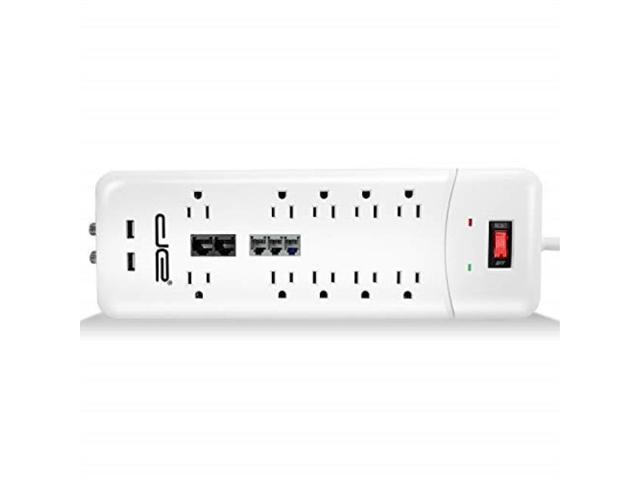 digital energy 25ft heavy duty 10outlet 3500 joules surge protector power strip, 25 foot long extension cord, two usb charging ports, coaxial,...