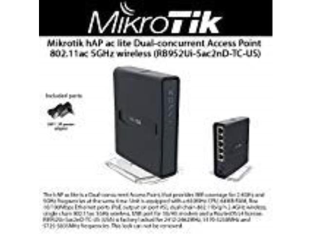 Mikrotik hAP ac lite TC RB952Ui-5ac2nD-TC Dual-Concurrent Access Point 2.4/5GHz with 5 Ethernet Ports and 1x USB port for 3G/4G Modem
