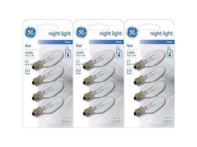 ge night light bulb standard, 4 watt, clear 4 ea pack of 3