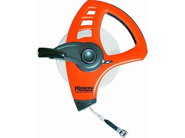 keson flt18m200 freewheeling fiberglass tape measure with double hook graduations: ft, in, 1/8 & m, cm, 2mm, 60meter/200foot