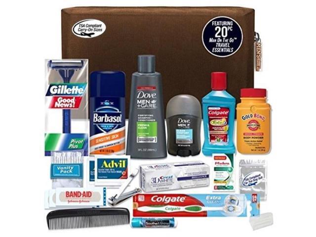 convenience kits men's premium 20 count necessities travel kit, featuring: dove men & care products