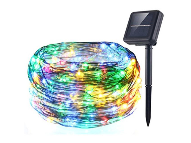 solar string lights 72 ft, 200 led, waterproof, 8 modes, aicase starry fairy bendable copper wire durable outdoor string lights for garden, patio,...