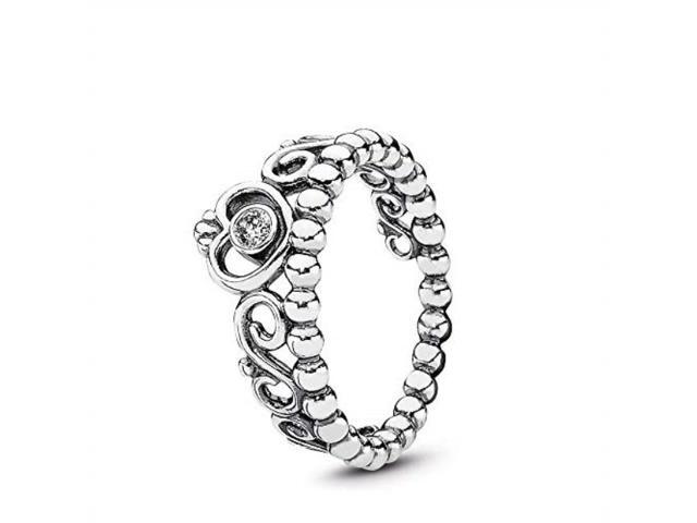 pandora my princess stackable ring, sterling silver, cubic zirconia, size 4.5