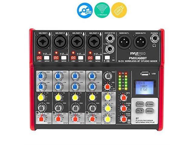 PYLE, Sound 6 Channel Bluetooth Compatible Professional Portable Digital Dj Console w/USB Mixer Audio Interface-Mixing Boards for Studio Recording-PylePro PMXU68BT, Red (B07SW1H1RD)