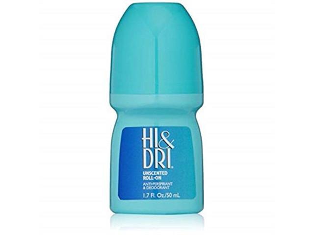 hi and dri antiperspirant, rollon, unscented, 1.7 ounce pack of 6